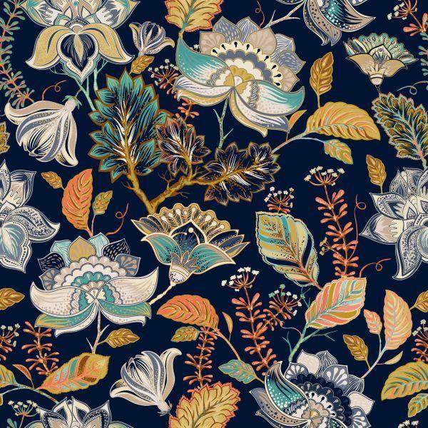 Behang Bloemen In Folkloristische Stijl - Afbeelding 2