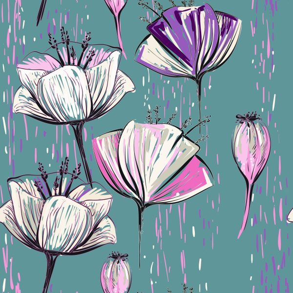 Behang Geschilderde Tulpen - Afbeelding 2