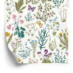 Behang Wilde Bloemen Met Vlinders