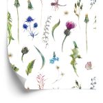 Behang Veldkruiden Met Vlinders