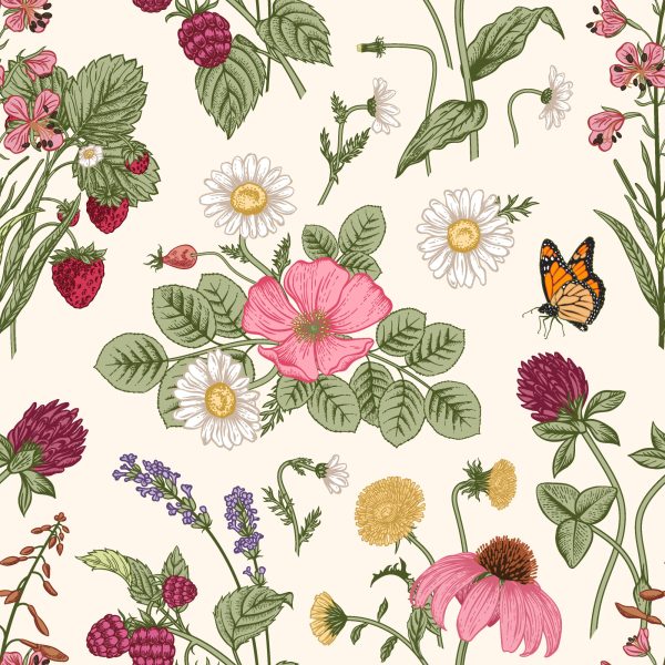 Behang Seizoensfruit Met Bloemen - Afbeelding 2