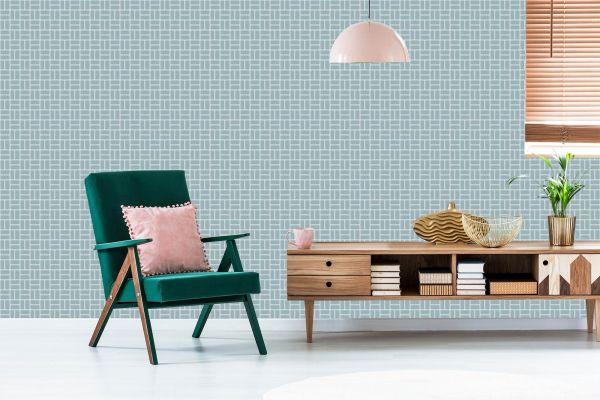 Behang Geometrisch Patroon In Retrostijl - Afbeelding 6