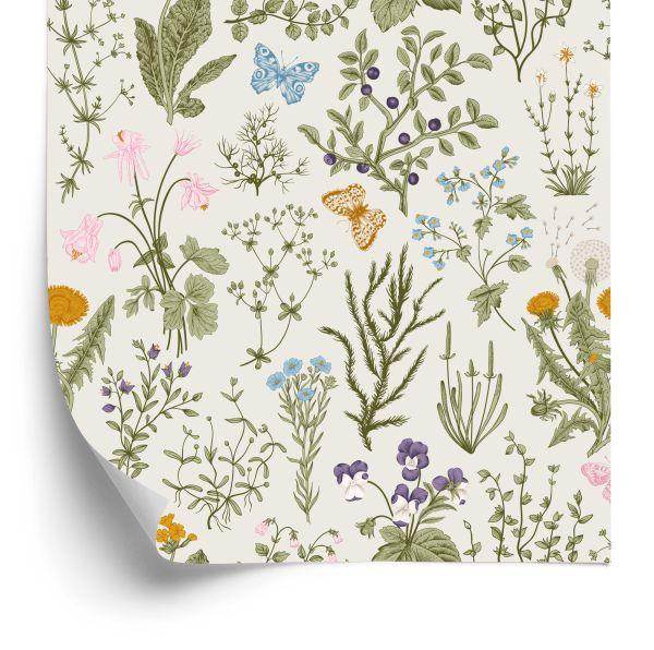 Behang Wilde Bloemen Met Bessen