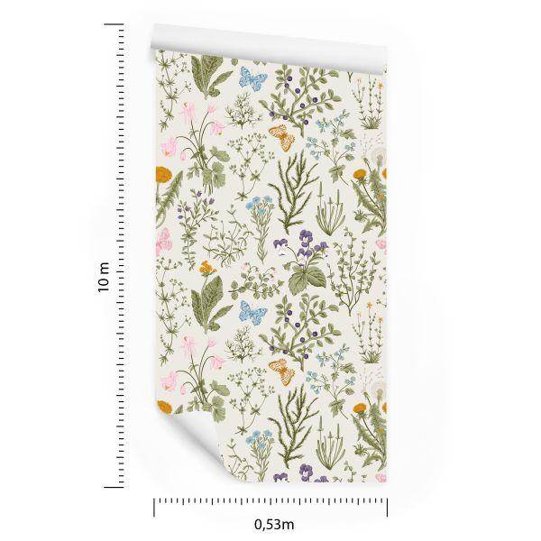 Behang Wilde Bloemen Met Bessen - Afbeelding 8