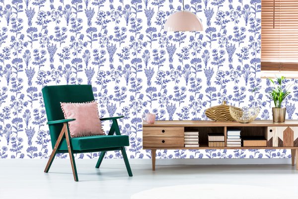 Behang Blauwe Veldbloemen - Afbeelding 6
