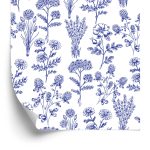 Behang Blauwe Veldbloemen