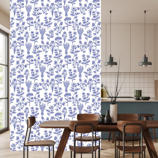 Behang Blauwe Veldbloemen - Afbeelding 4
