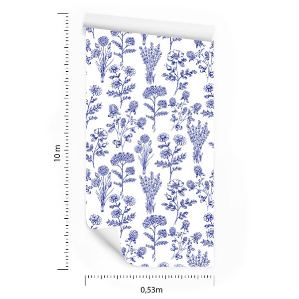 Behang Blauwe Veldbloemen - Afbeelding 8