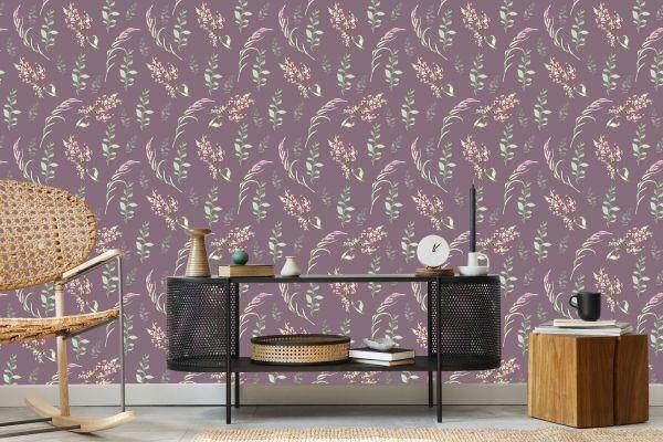 Behang Geschilderde Wilde Bloemen - Afbeelding 5