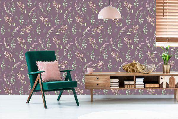 Behang Geschilderde Wilde Bloemen - Afbeelding 6