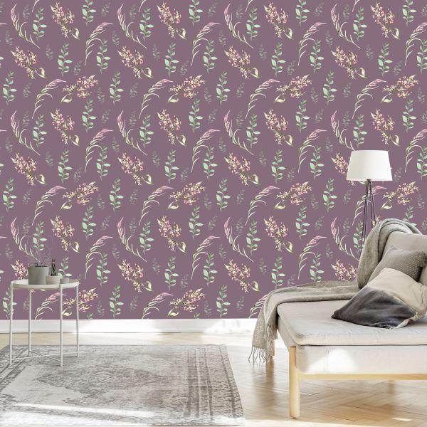 Behang Geschilderde Wilde Bloemen - Afbeelding 3