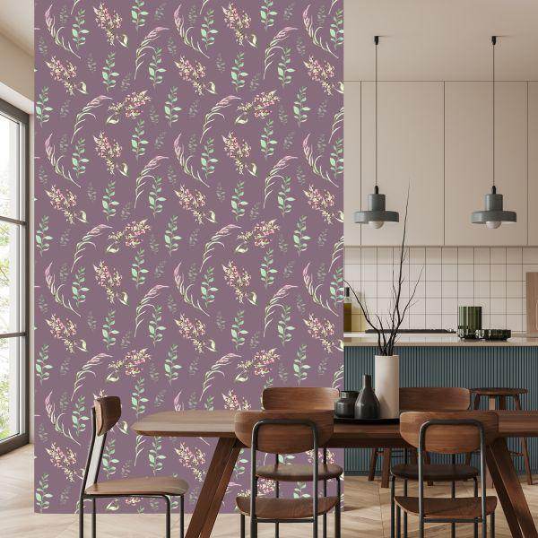 Behang Geschilderde Wilde Bloemen - Afbeelding 4
