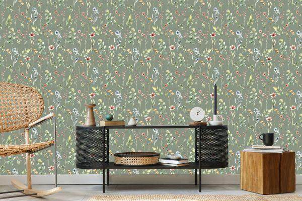 Behang Lentebloemen, Bladeren, 3D, Voor In De Woonkamer - Afbeelding 5
