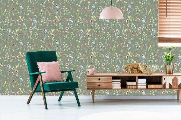 Behang Lentebloemen, Bladeren, 3D, Voor In De Woonkamer - Afbeelding 6