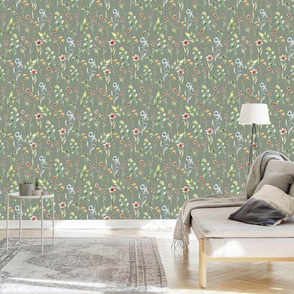 Behang Lentebloemen, Bladeren, 3D, Voor In De Woonkamer - Afbeelding 3