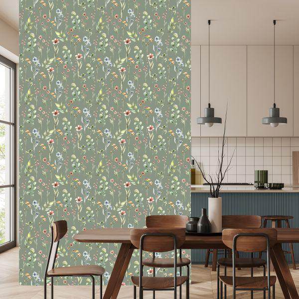 Behang Lentebloemen, Bladeren, 3D, Voor In De Woonkamer - Afbeelding 4