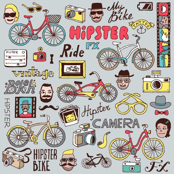 Behang Hipster-Collage - Afbeelding 2