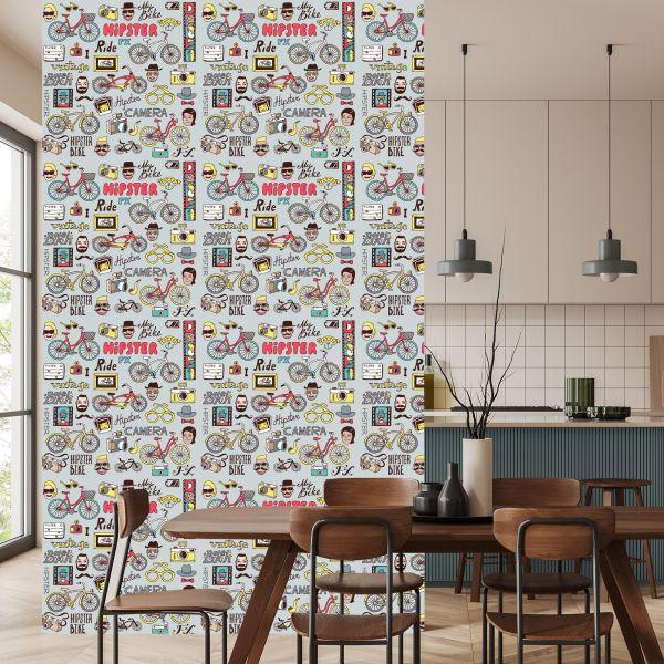 Behang Hipster-Collage - Afbeelding 4