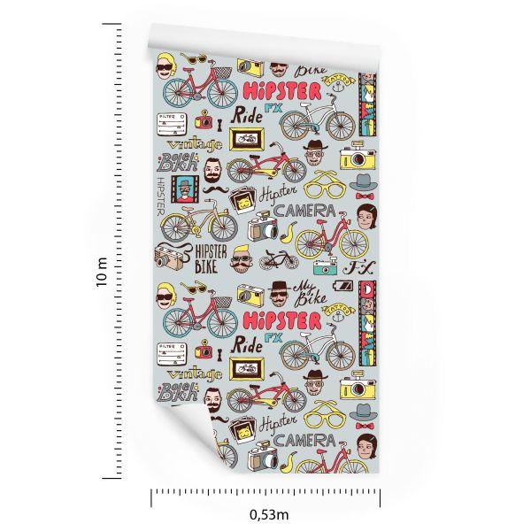 Behang Hipster-Collage - Afbeelding 8
