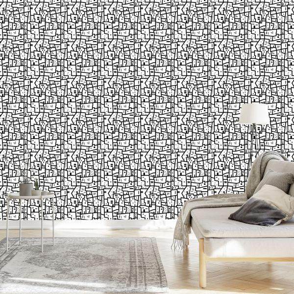 Behang Minimalistisch Stedelijk Patroon - Afbeelding 3