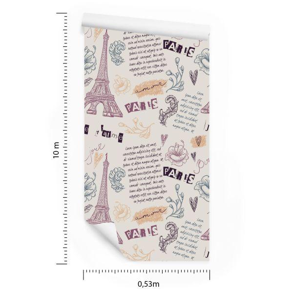 Behang Eiffeltoren Met Bloemen - Afbeelding 8