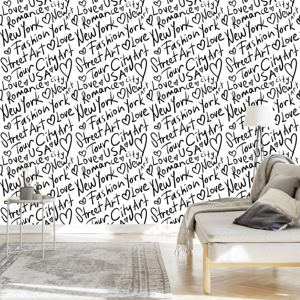 Behang New Yorkse Zwart-Wit Typografie - Afbeelding 3