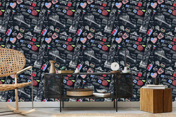Behang New York Op De Zwarte Plaat - Afbeelding 5