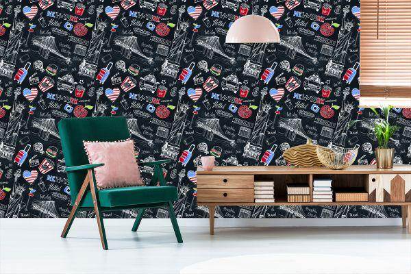 Behang New York Op De Zwarte Plaat - Afbeelding 6