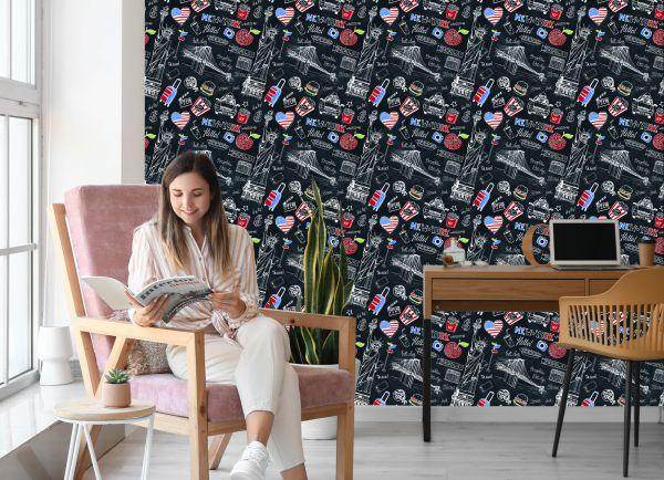 Behang New York Op De Zwarte Plaat - Afbeelding 7