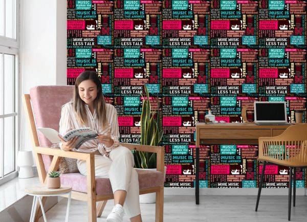 Behang Muzikale Typografie - Afbeelding 7