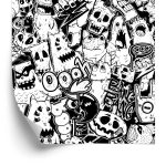 Behang Zwart-Witte Monsters