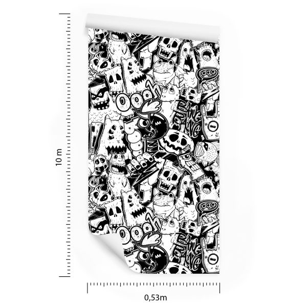 Behang Zwart-Witte Monsters - Afbeelding 8