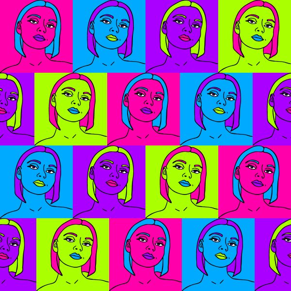 Behang Portretten In Pop-Artstijl - Afbeelding 2