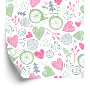 Behang Getekend Bos Met Fietsen