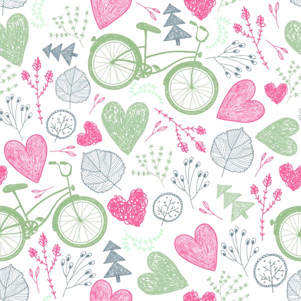 Behang Getekend Bos Met Fietsen - Afbeelding 2