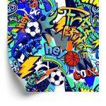 Behang Jeugd Sport Graffiti Voetbal