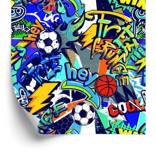 Behang Jeugd Sport Graffiti Voetbal