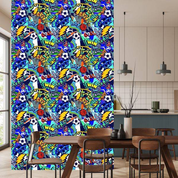 Behang Jeugd Sport Graffiti Voetbal - Afbeelding 4