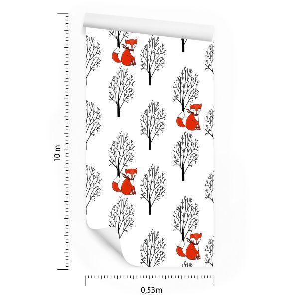 Behang Vossen Tussen De Bomen - Afbeelding 8