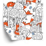 Behang Lachende Vossen In Het Bos