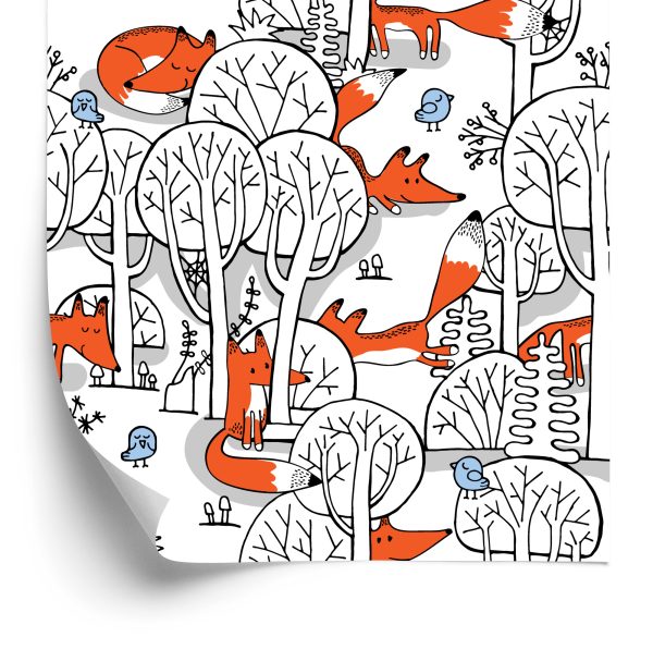 Behang Lachende Vossen In Het Bos