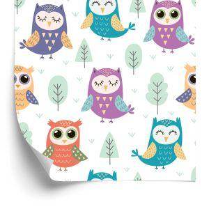 Behang Voor Kinderen - Happy Owls