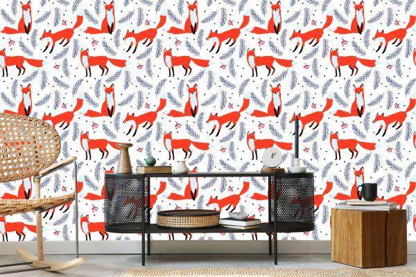 Behang Vossen Met Bessen - Afbeelding 5