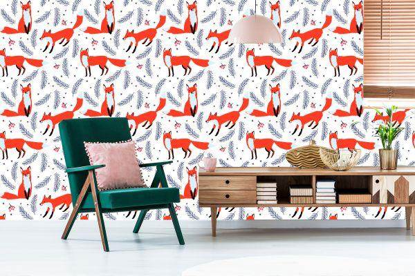 Behang Vossen Met Bessen - Afbeelding 6