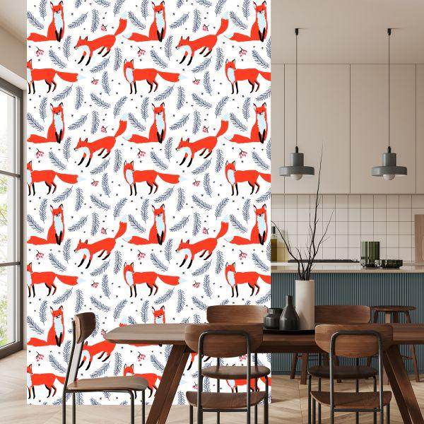 Behang Vossen Met Bessen - Afbeelding 4
