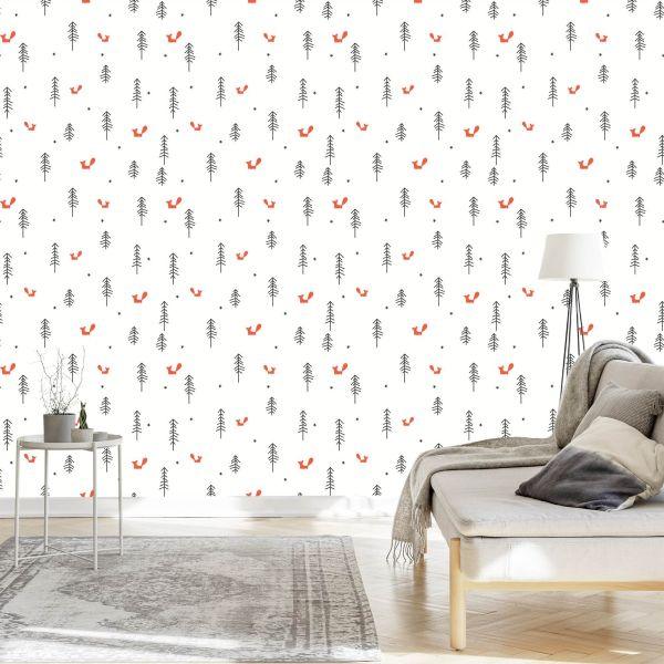 Behang Minimalistische Vossen - Afbeelding 3
