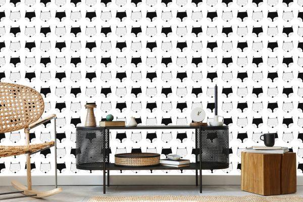 Behang Zwarte En Witte Vossen - Afbeelding 5