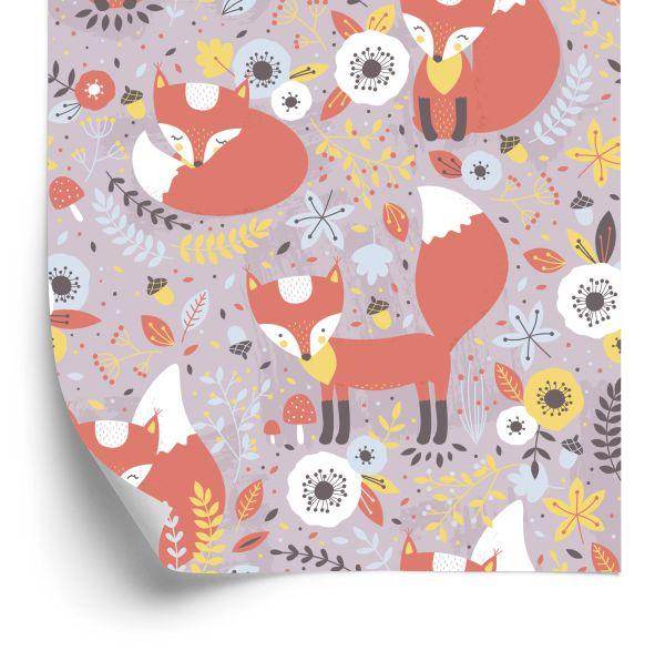 Behang Sprookjesvossen Met Bloemen