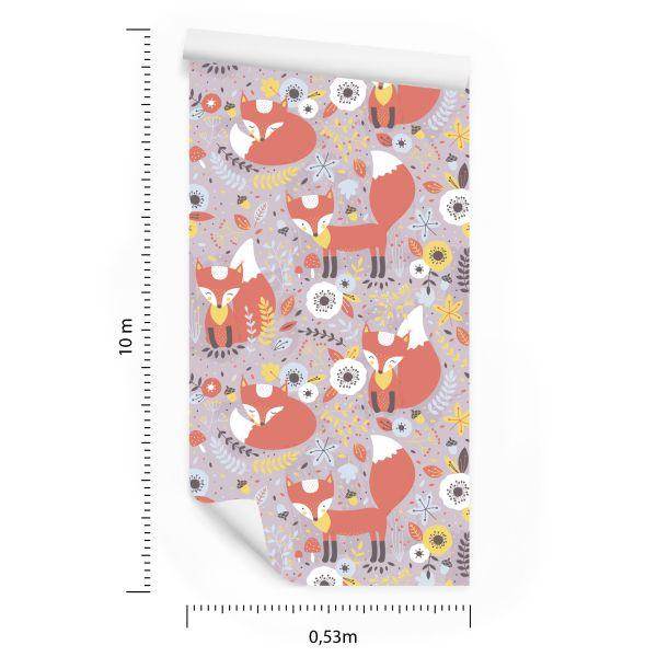 Behang Sprookjesvossen Met Bloemen - Afbeelding 8