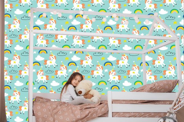 Behang Voor Kinderen - Slapende Eenhoorns - Scandinavische Stijl - Afbeelding 7